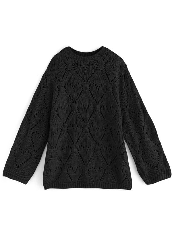 日本 GRL - 愛心鏤空針織上衣-粉紅 (F)