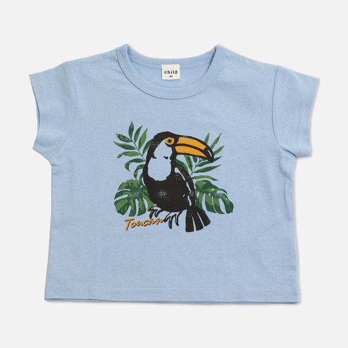 日本 Chil2 - 100%棉 定番印花短袖上衣-相機-白