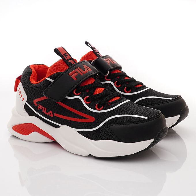 FILA - FILA輕量慢跑運動鞋-3-J812X-015黑紅(中大童段)-運動鞋-黑