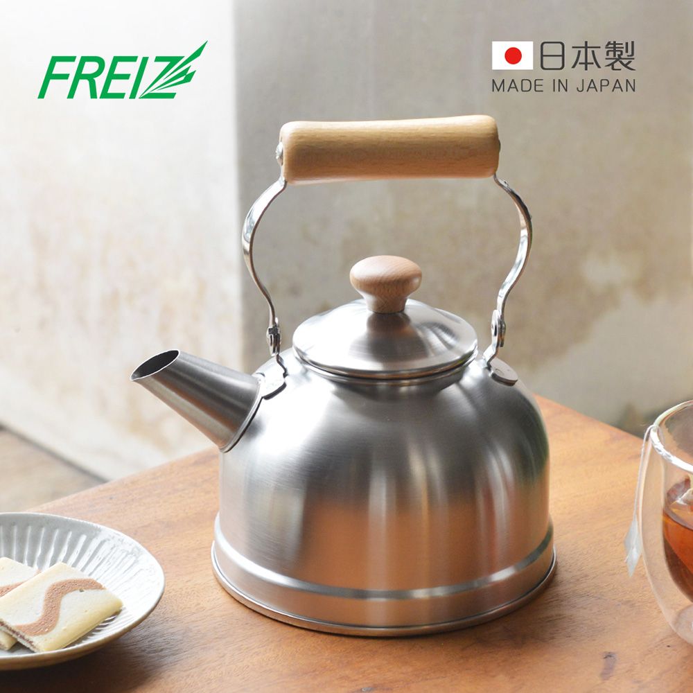 日本和平FREIZ - 千歲 日製復古風木柄不鏽鋼茶壺(IH對應)-1.5L