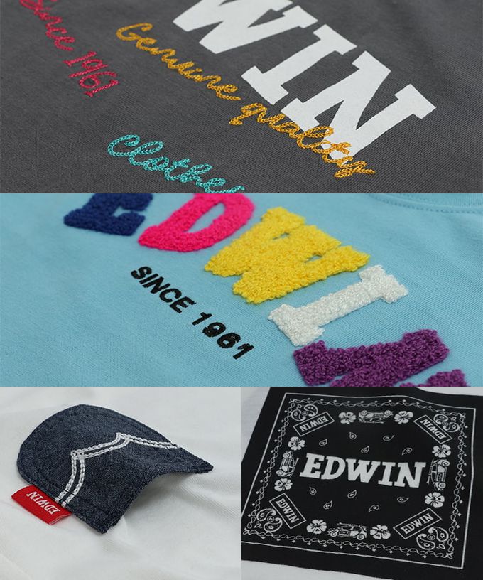 日本 Chil2 - EDWIN聯名 純棉短袖上衣-彩色標語-炭灰