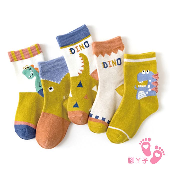 腳ㄚ子 - 兒童棉質中筒襪-俏皮萌龍