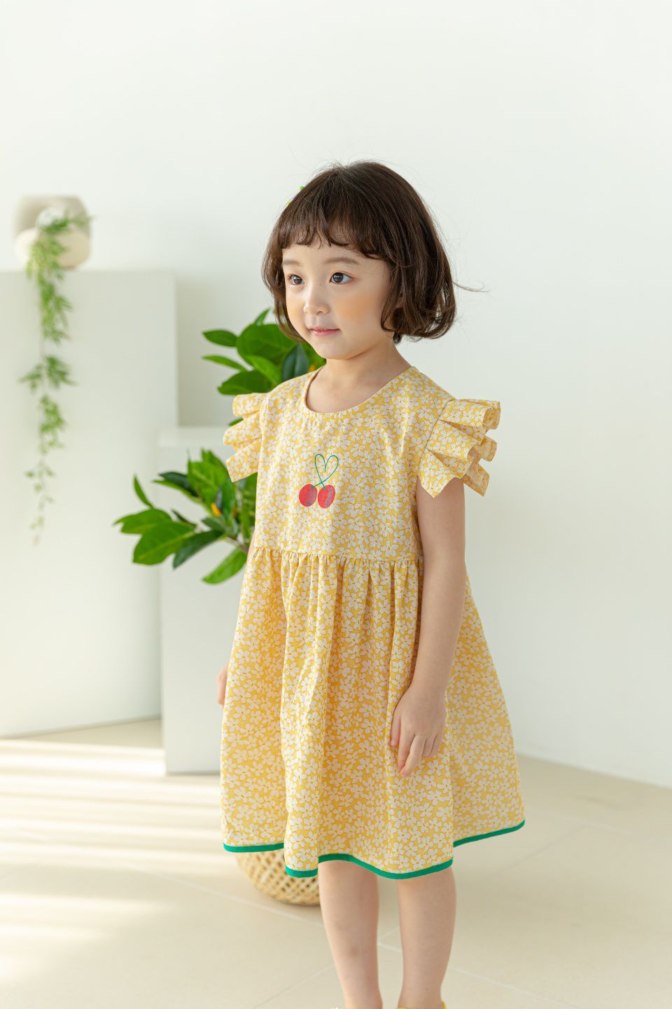 韓國 Orange Mom - 櫻桃碎花洋裝-粉紫