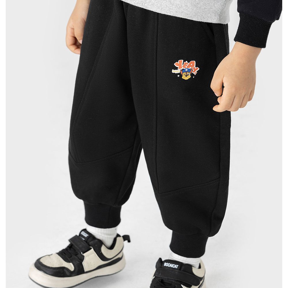 卡通汪汪隊耐磨彈性束口長褲-卡通人物阿奇-黑色