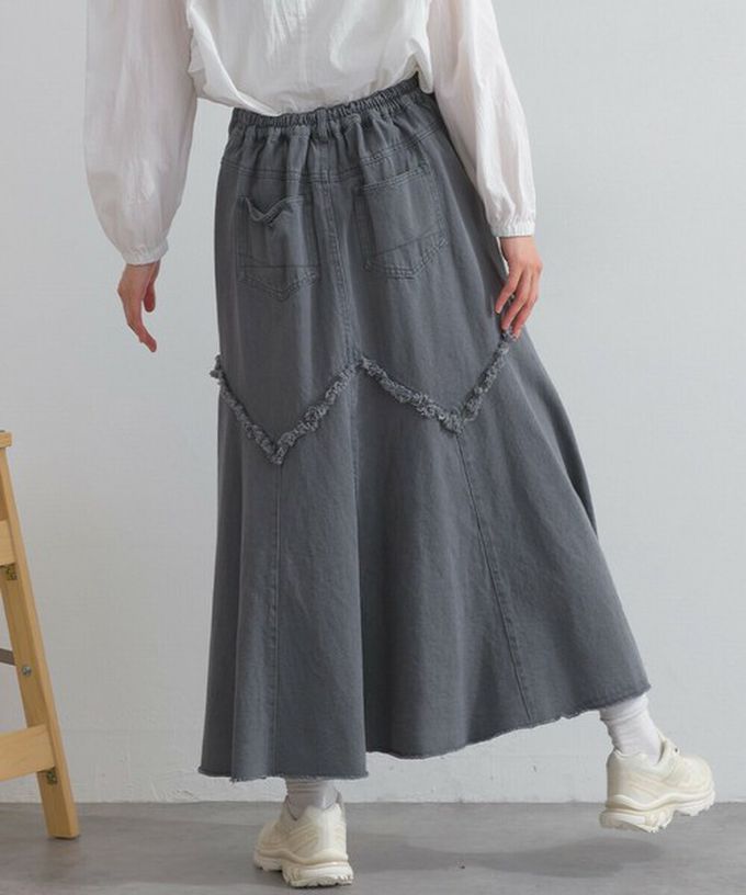 日本 Lupilien - 10oz修身V型魚尾丹寧長裙-海軍藍