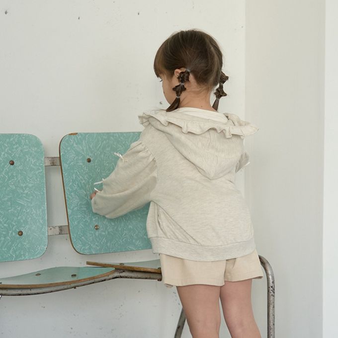 日本 Lycee mine - 蝴蝶結袖荷葉邊少女連帽外套-霧藍