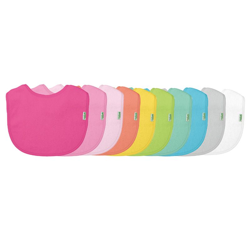 美國 green sprouts - 小綠芽魔鬼氈三層吸水/防水【口水巾圍兜】10入組-淡粉組