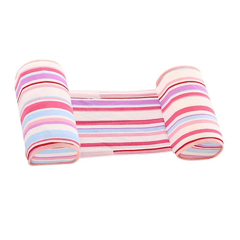 JoyNa - 新生兒防側翻枕 兒童固定枕(枕套可拆洗)-粉紅條紋 (枕:43*18CM; 最小寬度約17CM，最大的寬度約23CM)