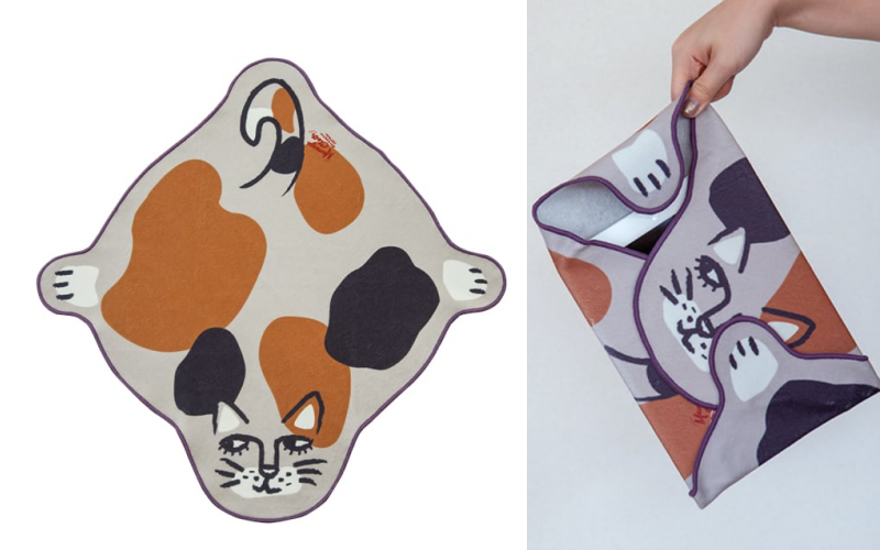 日本 BISQUE - 不會掉萬用魔術包巾-三花貓 (48×48cm)