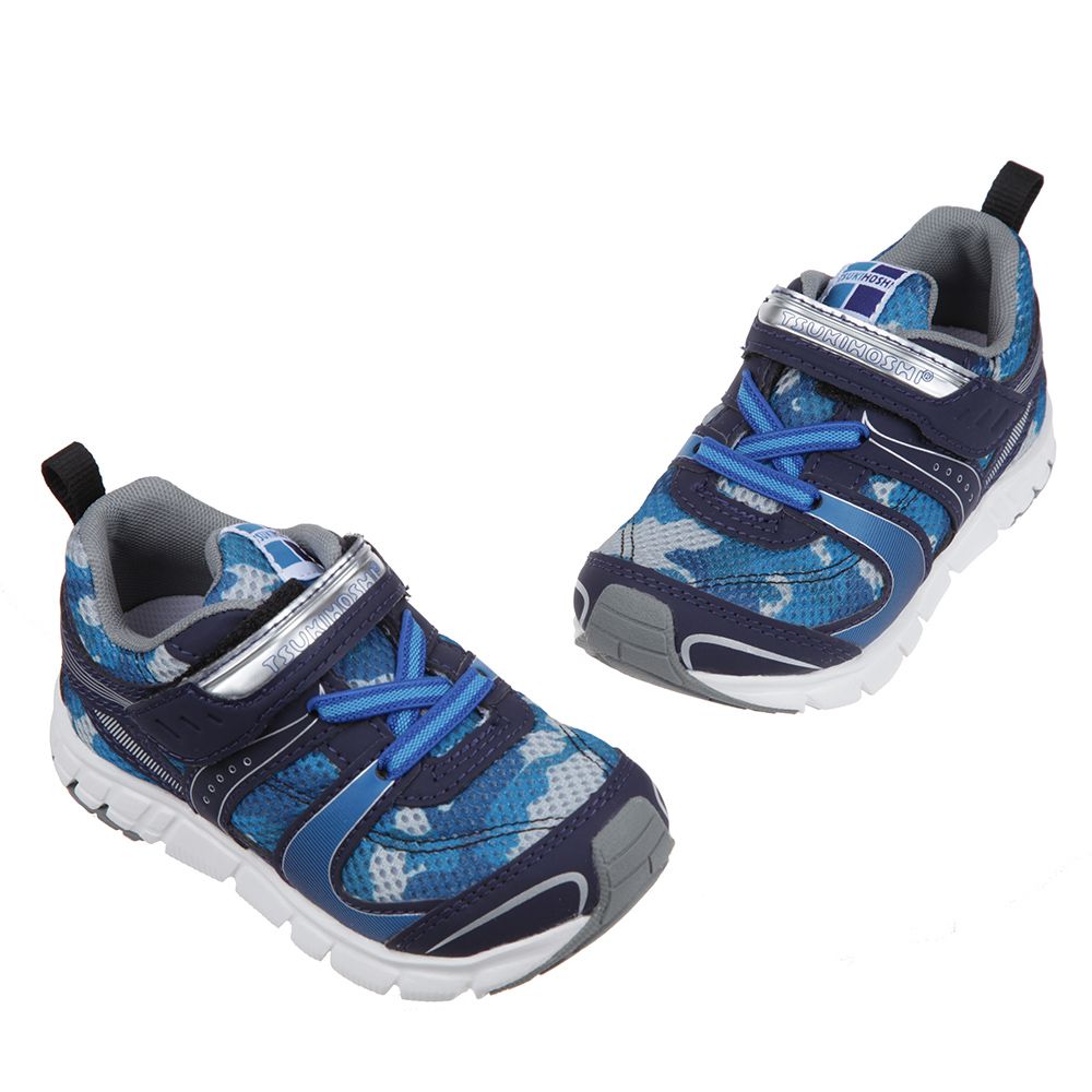日本TSUKIHOSHI - 迷彩海軍藍色兒童機能運動鞋