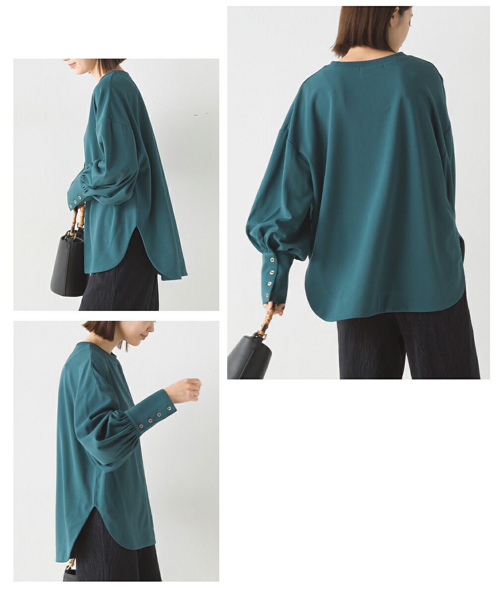 日本 OMNES - 質感綾織鈕釦長袖上衣-桃粉