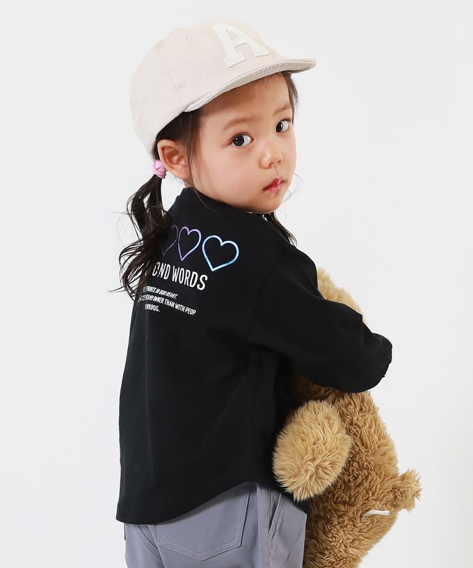 日本 devirock - 100%棉 女孩印花長袖上衣-鮮美櫻桃-黑