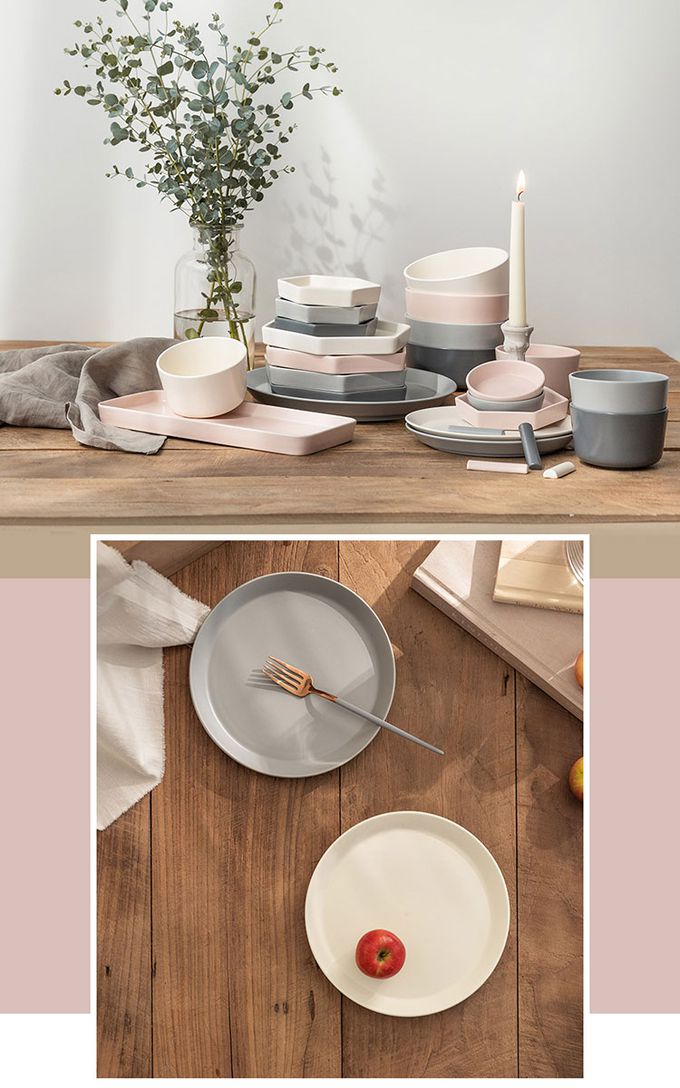 韓國 SSUEIM - Mariebel系列莫蘭迪陶瓷淺盤19cm (灰色)