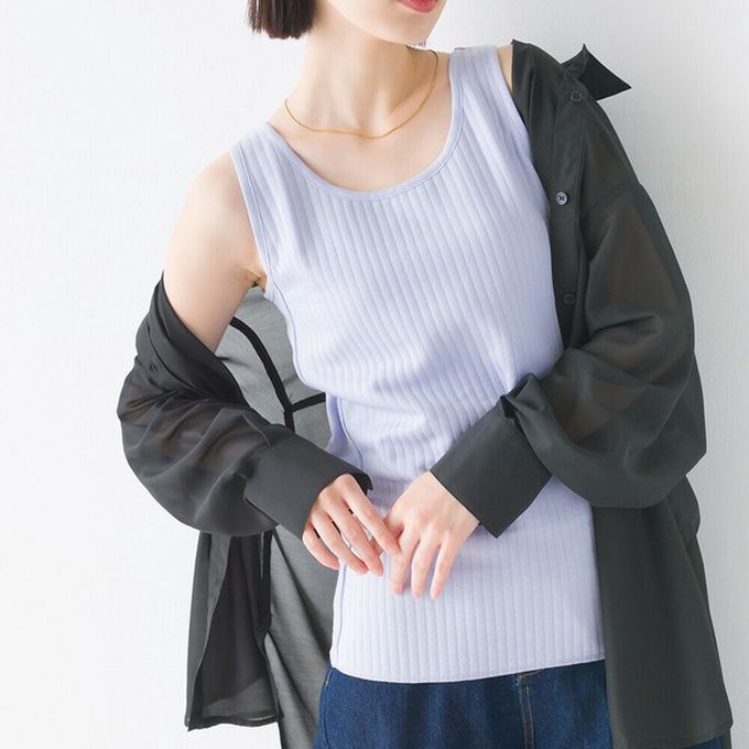 日本 OMNES - 直羅紋圓領無袖背心/內搭-卡其