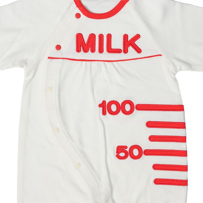 akachan honpo - 長袖造型連身衣-附帽子 奶瓶-紅色 (50~60cm)