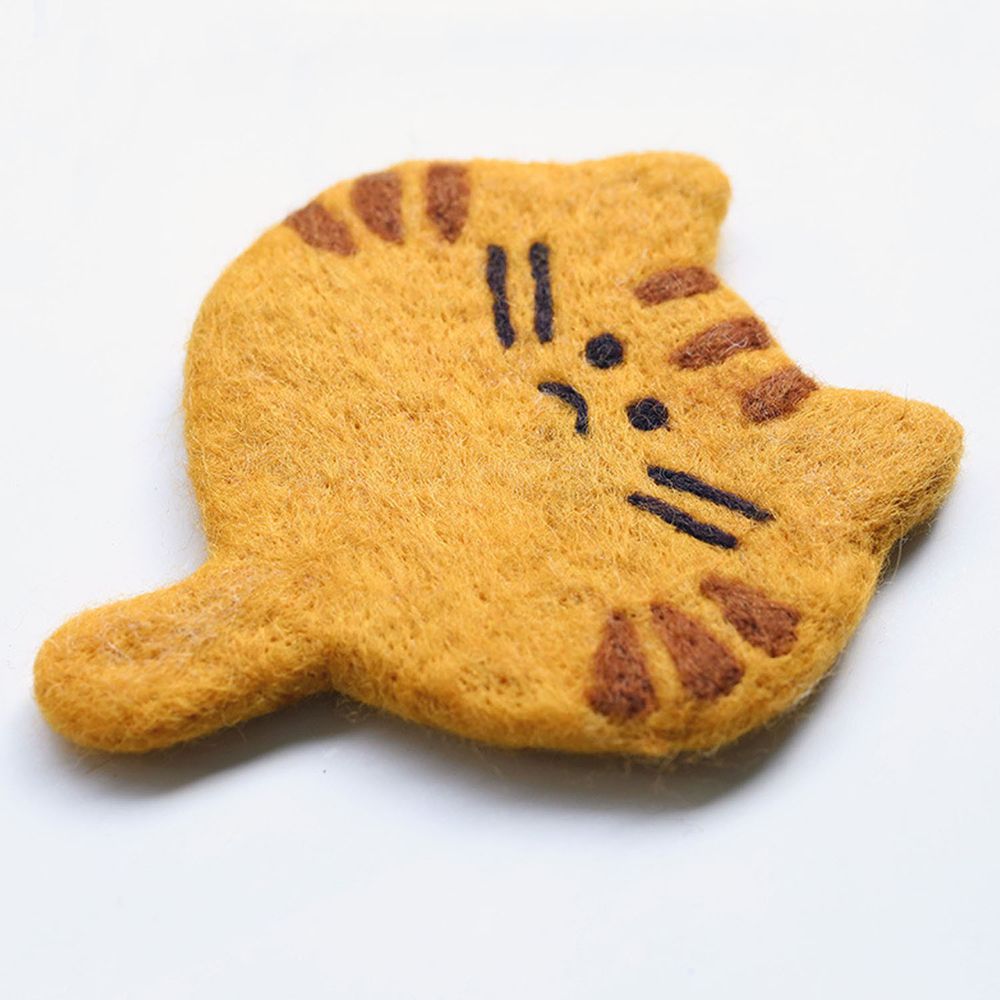 可愛動物造型羊毛氈杯墊-小橘貓