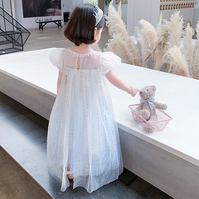 漸變冰雪女王短袖洋裝-白色