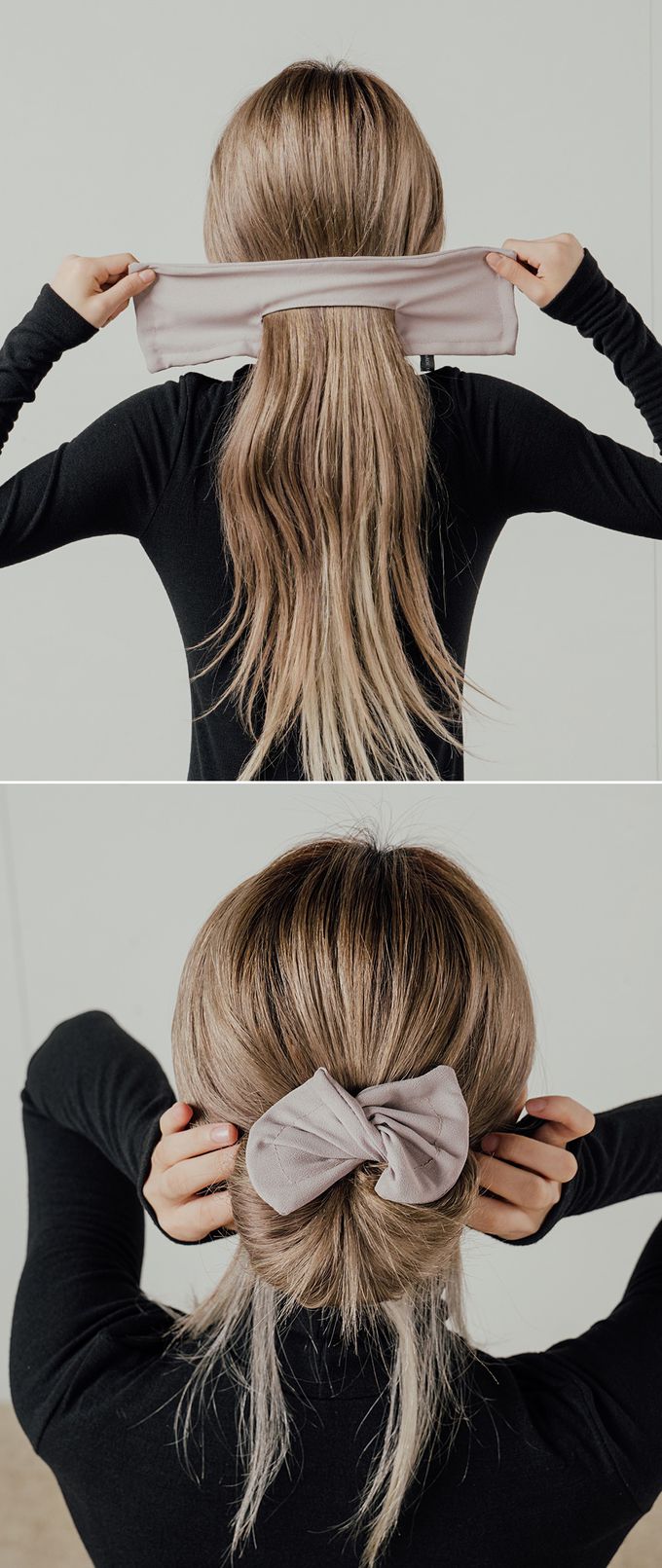 韓國 Soo&Soo - 韓式丸子頭編髮髮飾(素色)-黑 (約33*9.5cm)