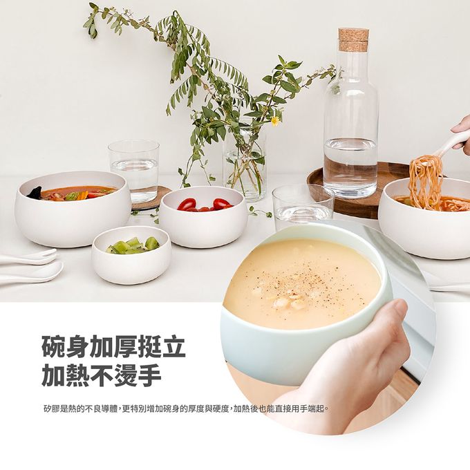 Besovida - 【超人氣商品】胖胖全矽膠環保碗1200ml-栗子棕