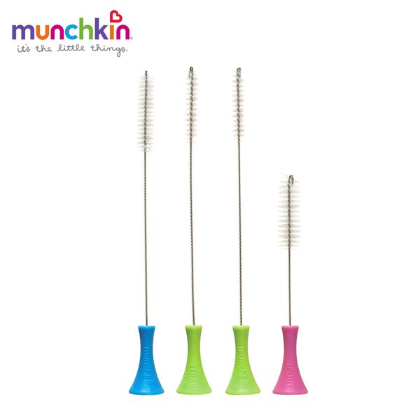 美國 munchkin - A+B超值組：貼心鎖滑蓋防漏杯(360度吸管)207ml(綠) + 吸管配件清潔刷組