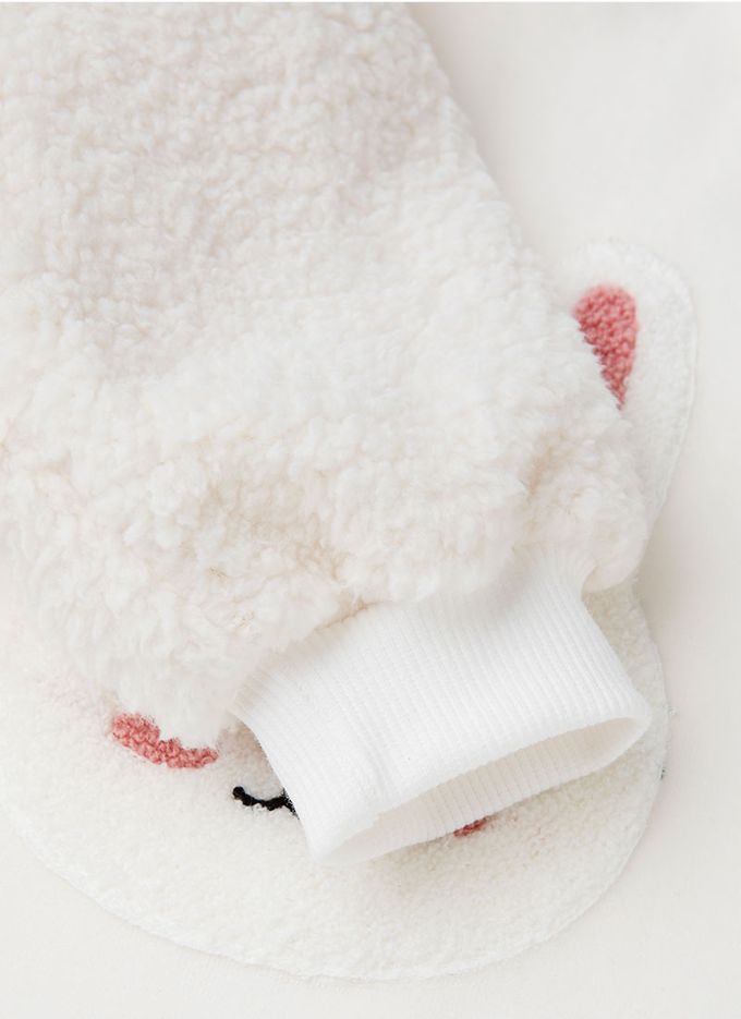 韓國 OZKIZ - 萌萌雪白兔暖絨洋裝-奶油白