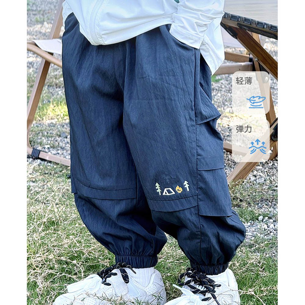 冰絲涼感吸溼快乾防蚊褲-森林露營-藏青