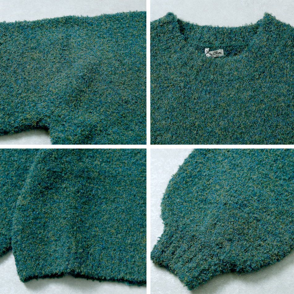 日本 Rejoule - 簡約混絨圓領短版毛衣-葡萄紫