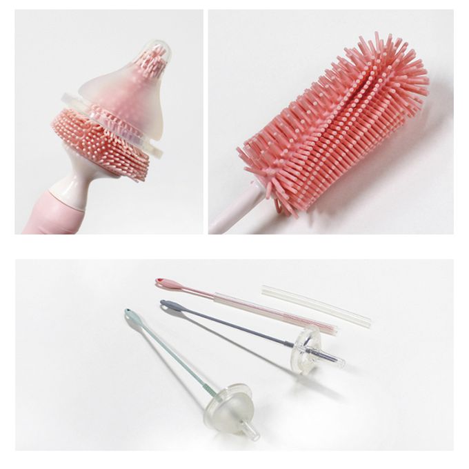 正韓 hibee - 極柔細奶瓶/水瓶/水壺/杯蓋螺旋 矽膠萬用清潔刷+隙縫刷+吸管刷-HSB001