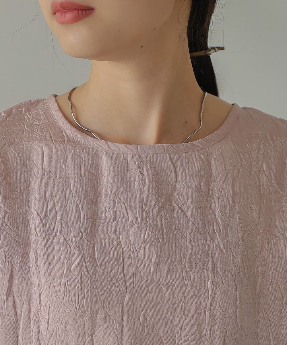 日本 Bab - 光澤感抽繩泡泡袖上衣-香檳