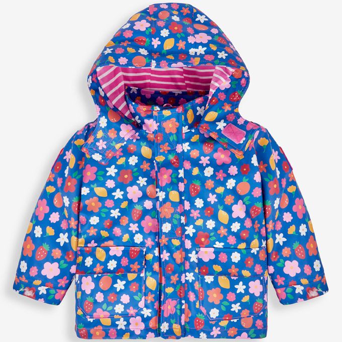 英國 JoJo Maman BeBe - 三合一多功能防水保暖外套-草莓花圃