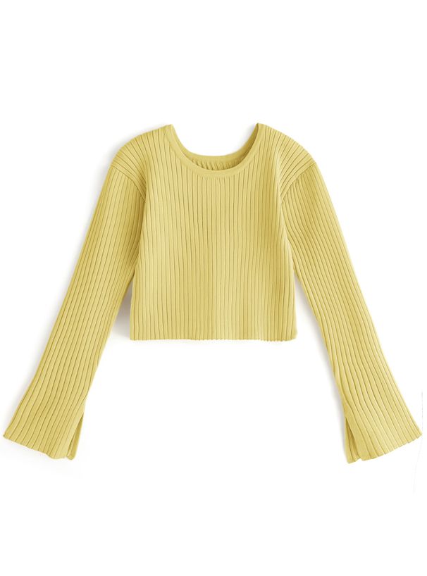 日本 GRL - 甜美交叉短版羅紋針織上衣-粉 (F)