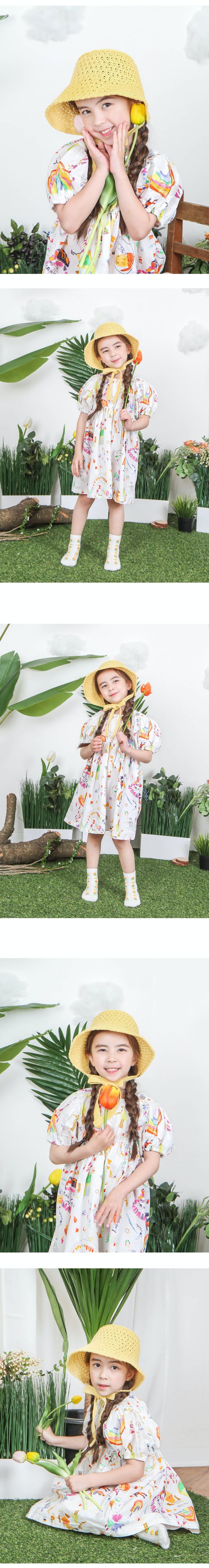 韓國 Babyblee - 正韓製兒童編織綁帶遮陽帽-粉 (FREE[頭圍約50~53cm])