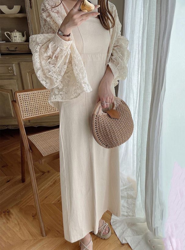 日本 GRL - 文藝浪漫後鬆緊吊帶裙-簡約黑