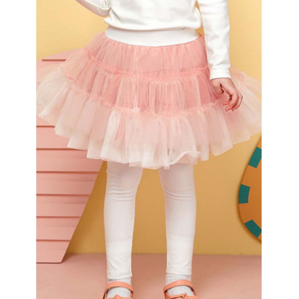 韓國 WALTON kids - 漸層色蛋糕紗褲裙-玫瑰粉