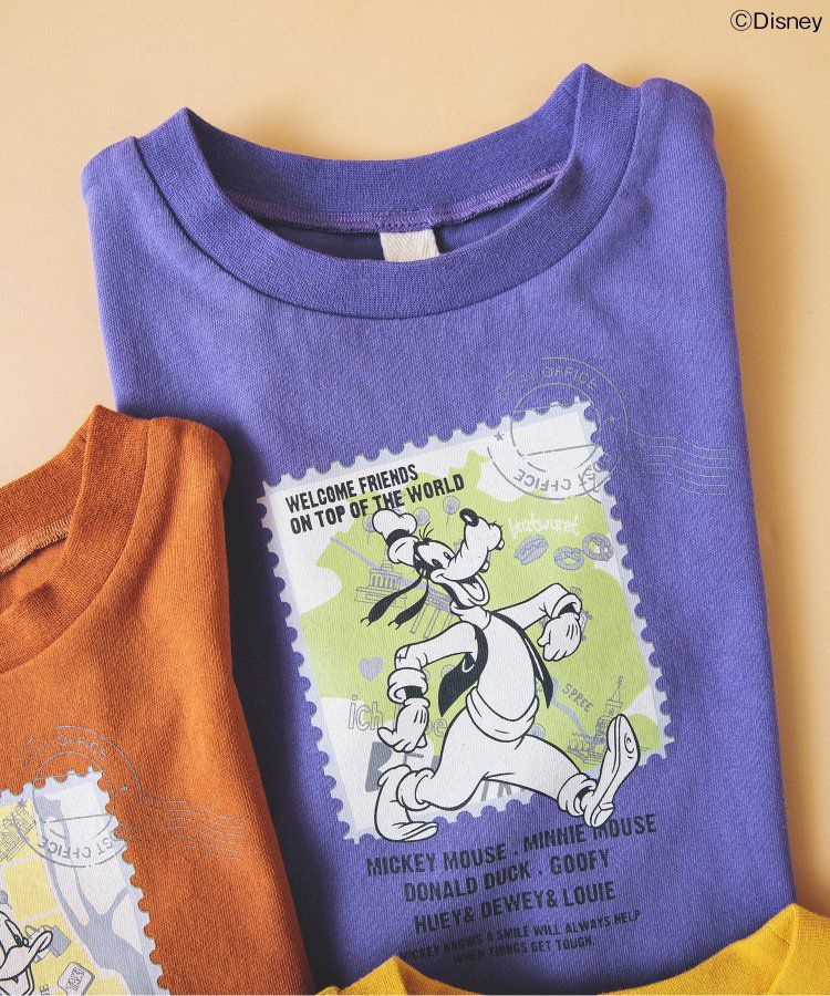 日本 BREEZE - 迪士尼聯名 印花短袖上衣-旅行郵票-紫色高飛狗