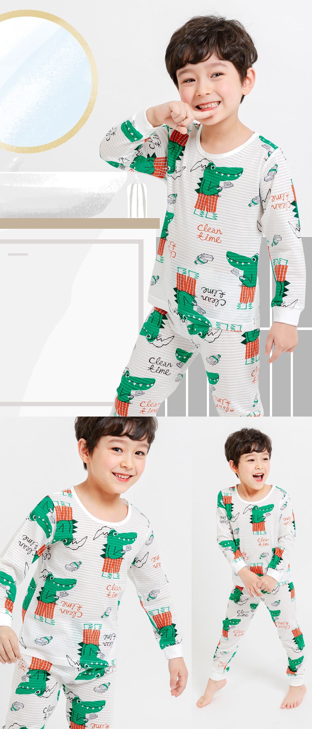 韓國 Mellisse - 韓製輕薄透氣9分袖家居服(無螢光棉)-鱷魚先生