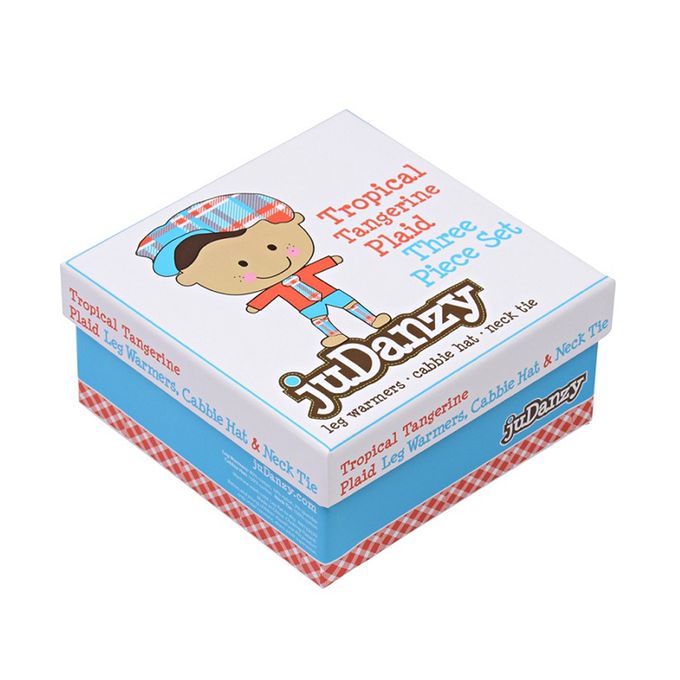 美國 juDanzy - 紳士寶寶禮盒三件組-藍橘格紋款 (1-3Y)