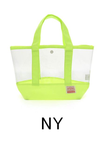 日本 OCEAN&GROUND - 透明PVC防水手提袋-全透明X純色-藍綠 GR (38x26x12cm)