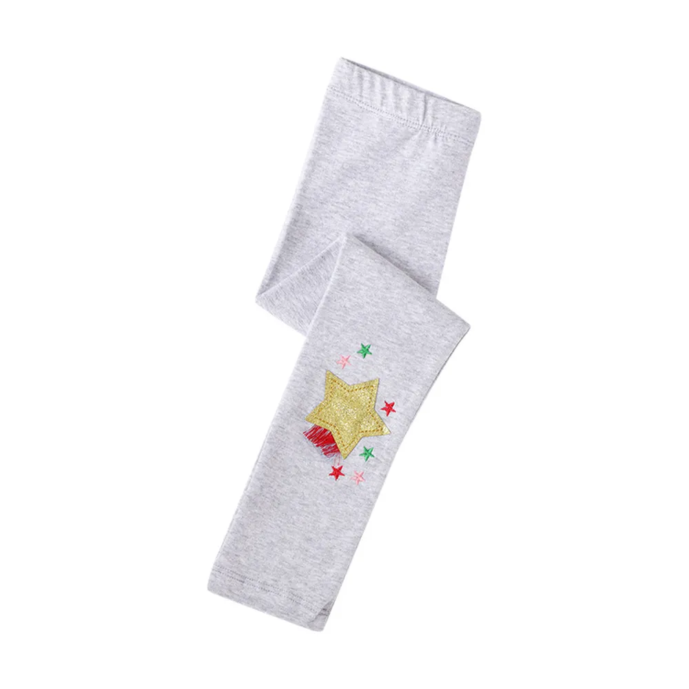 Jumping meters - 可愛刺繡立體腰鬆緊內搭褲-獨角獸星星-麻灰色