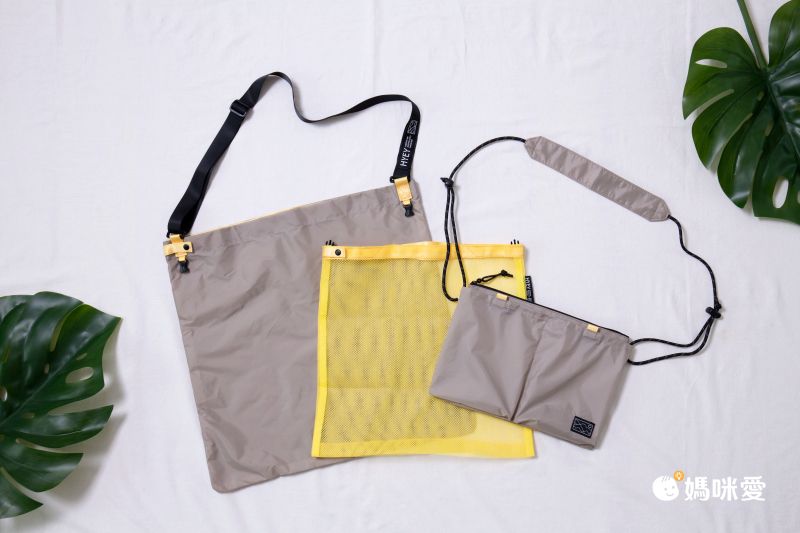 日本IROHA - 百變萬用多功能斜背包/購物袋3件組-紫x粉｜媽咪愛