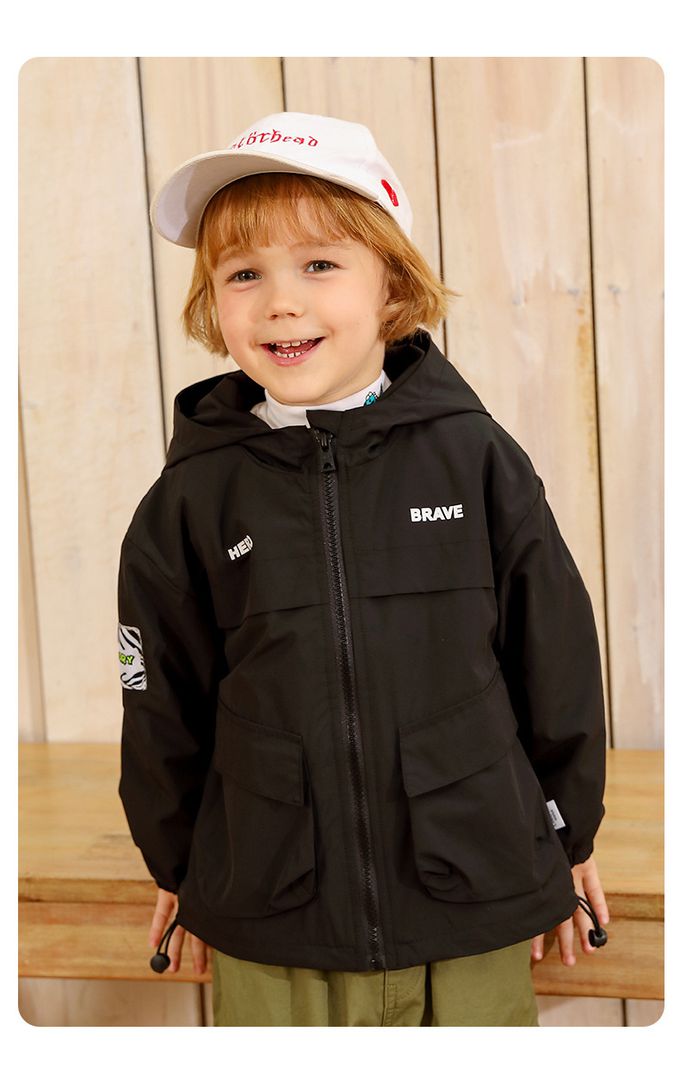 加絨連帽防水外套-黑色