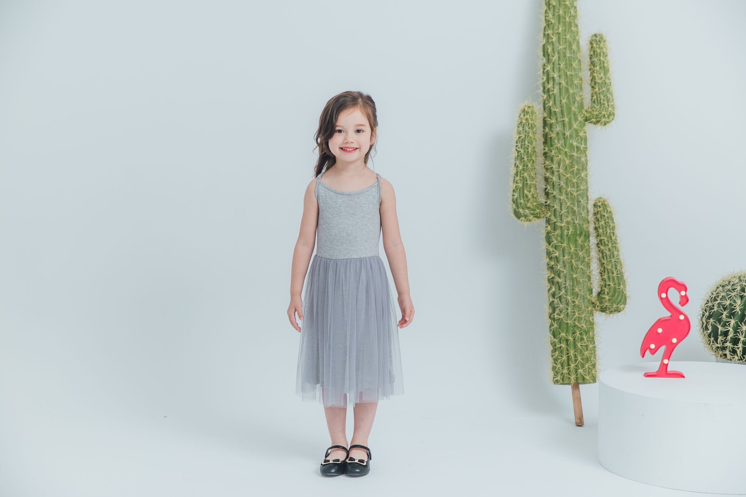 Peachy - 北鼻款*獨家訂製綿柔連身紗裙-細肩帶連身款-溫柔灰