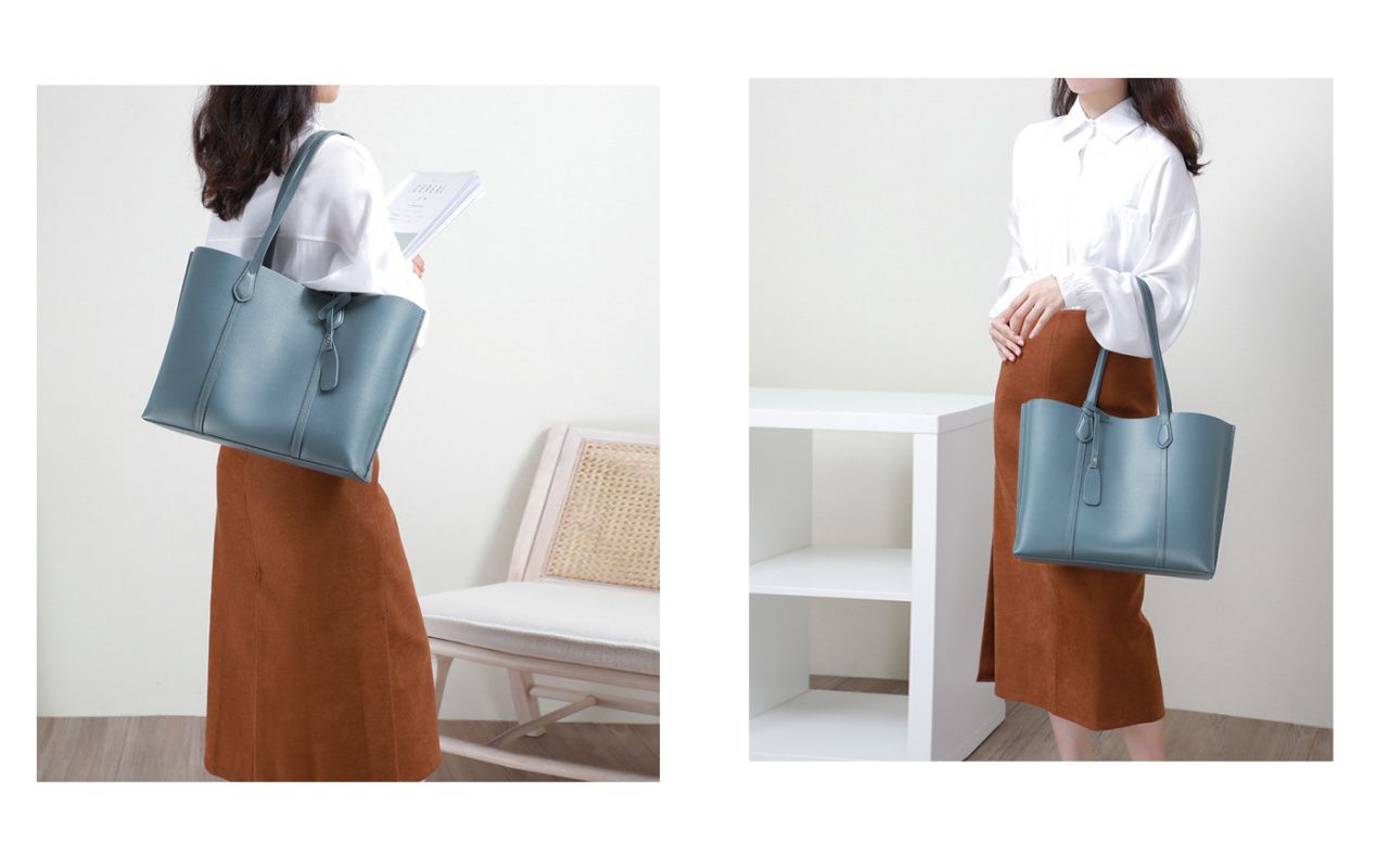 真皮大容量托特包-A4/13吋筆電可放-咖啡色 (34.5x27x12cm)