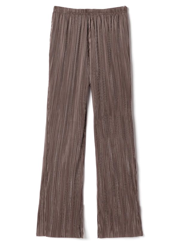 日本 GRL - 修長壓褶百搭彈性鬆緊寬褲-絢麗紫