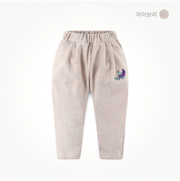 韓國 milk mile - 刺繡鳥兒雙口袋鬆緊褲頭長褲-暗粉紅