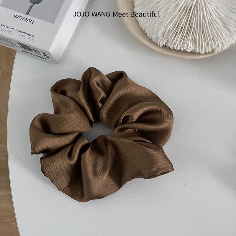 高級紋理皺摺髮圈(小)-米白色