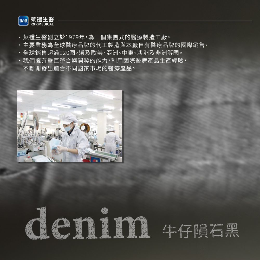 3D立體型醫療防護口罩（成人用）牛仔隕石黑 30入盒裝