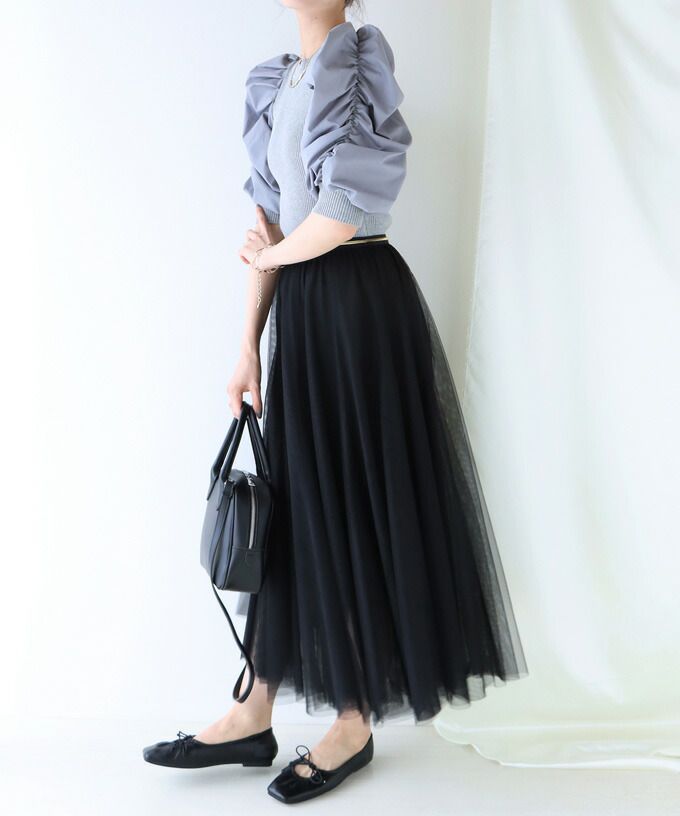 日本 BLUE EAST - 飄逸顯瘦多層次紗裙-粉紫