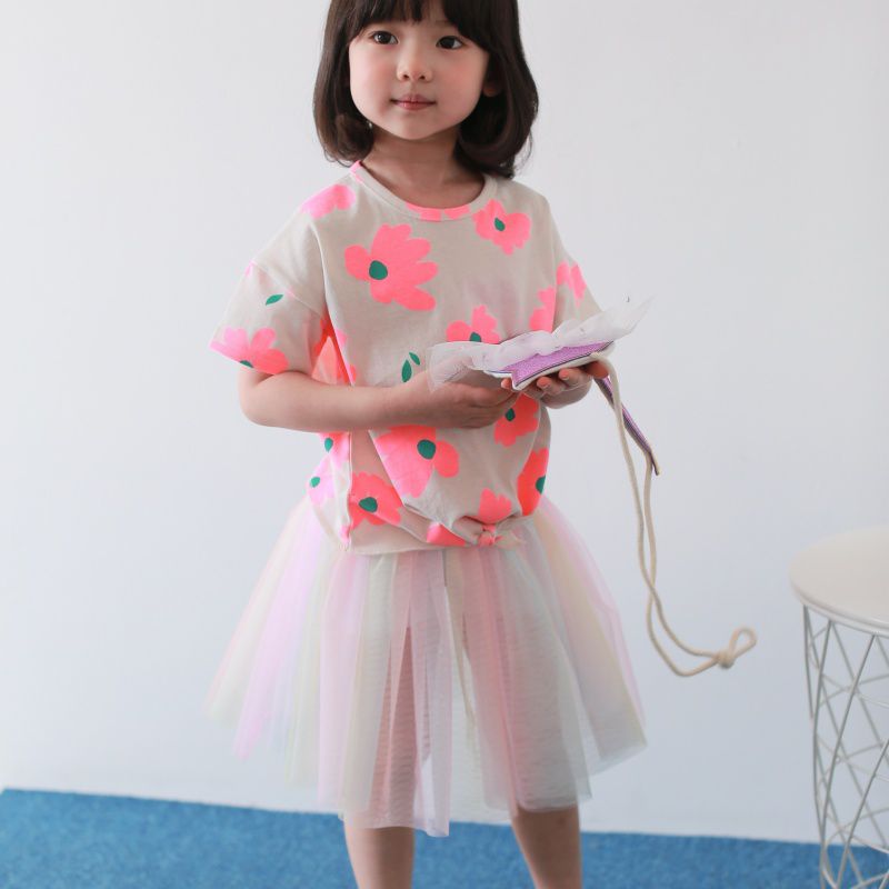 韓國 Coco Rabbit - 彩虹漸層網紗褲裙-粉紅