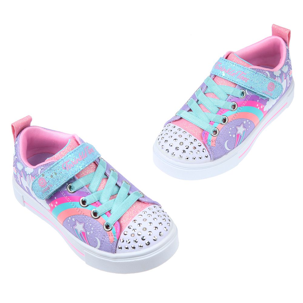 SKECHERS - 夢幻獨角獸紫色兒童電燈休閒鞋